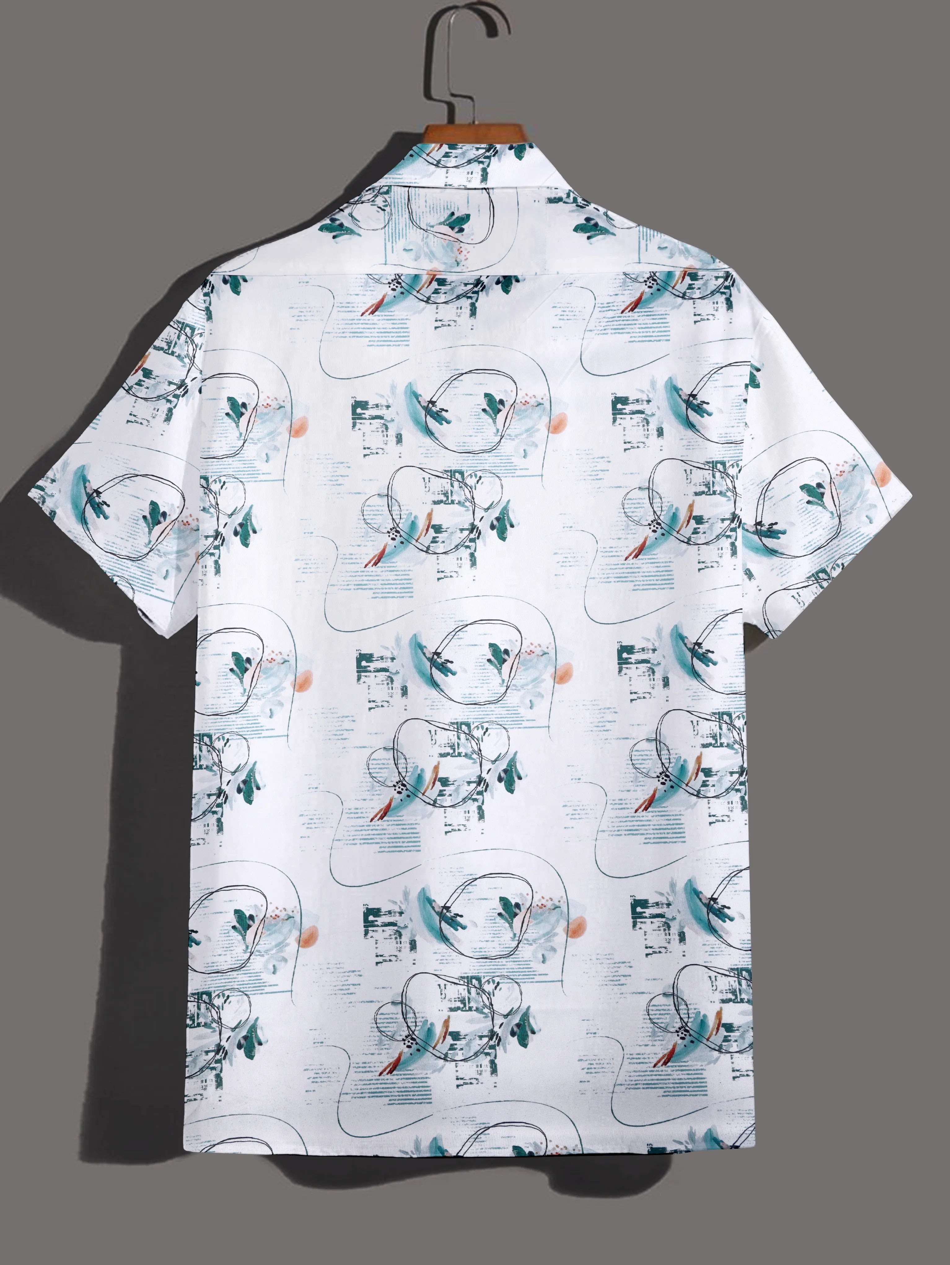 Feather Loop Abstract Print Half Sleeve Shirt