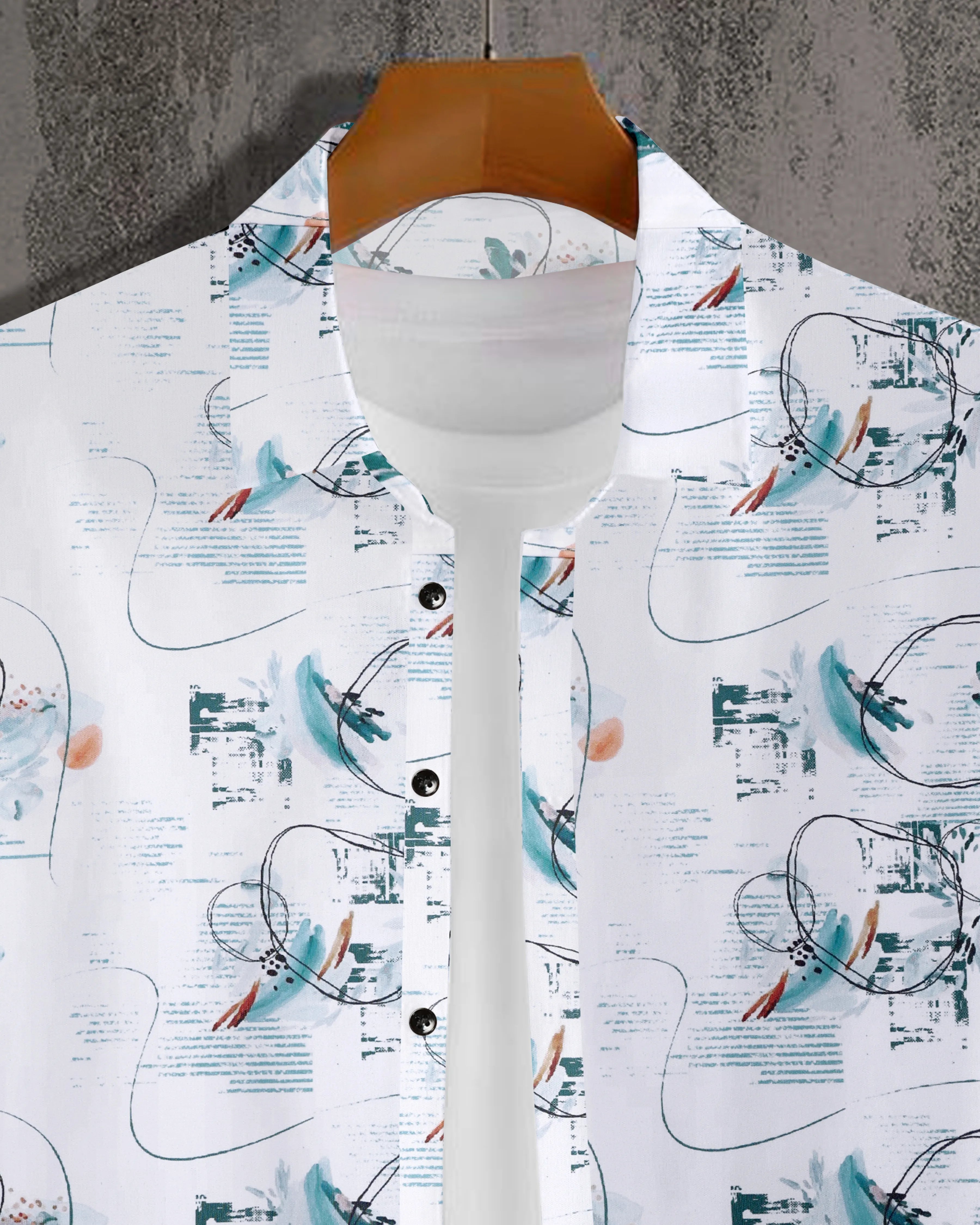 Feather Loop Abstract Print Half Sleeve Shirt
