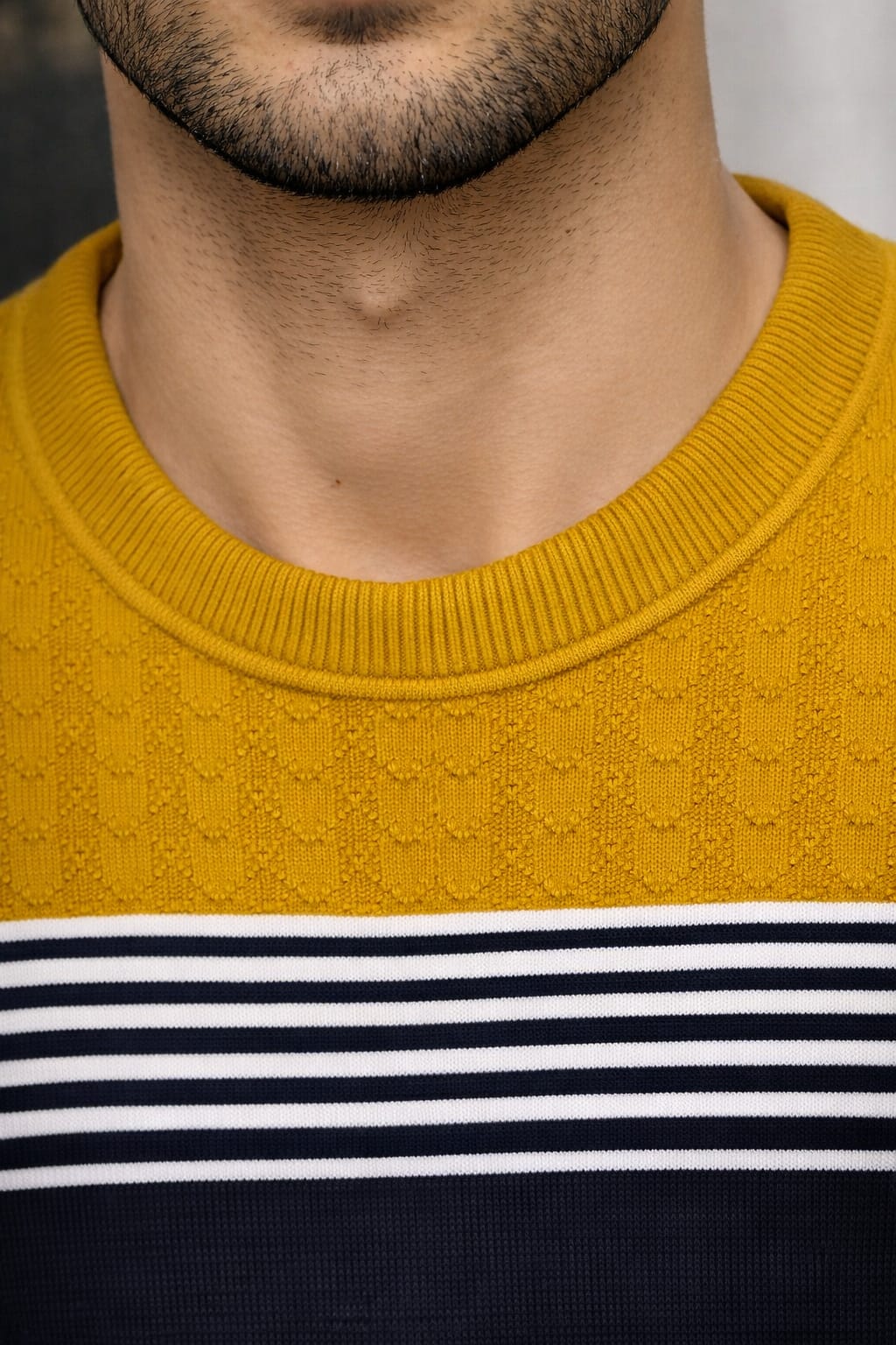 Luxe Striped Knit T-Shirt - Yellow