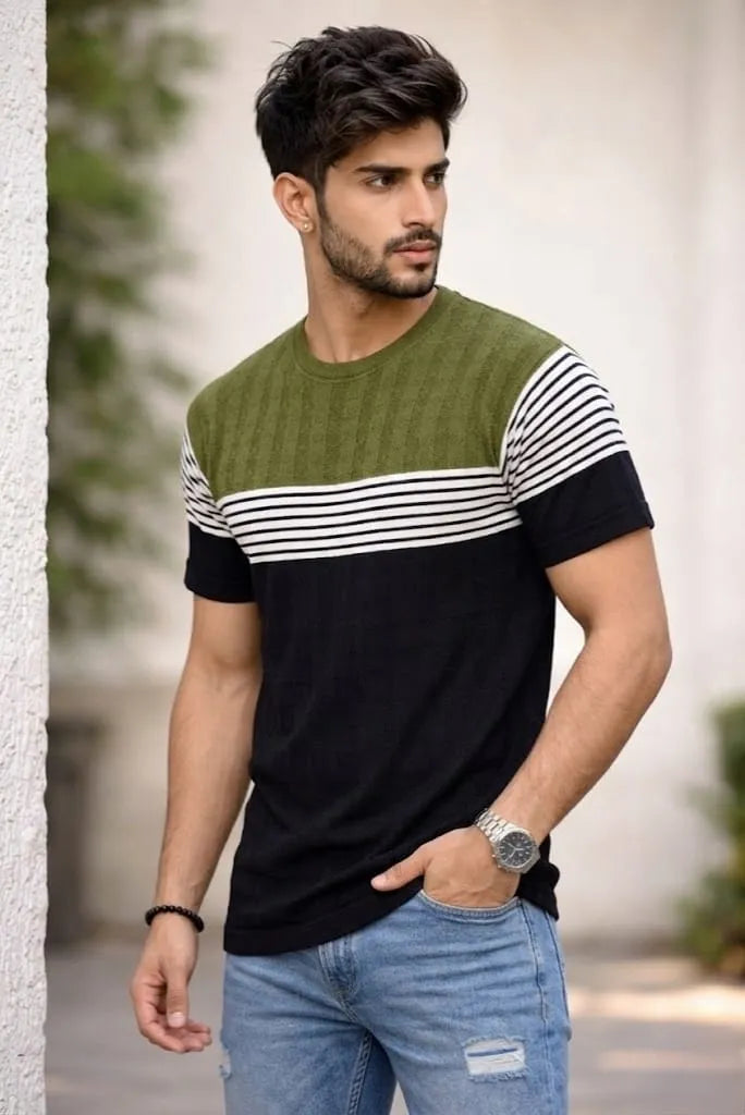 Luxe Striped Knit T-Shirt