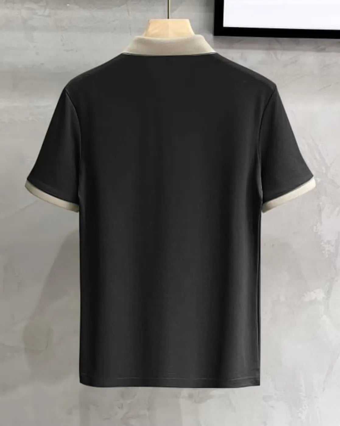Contrast Collar Polo T-Shirt – Black