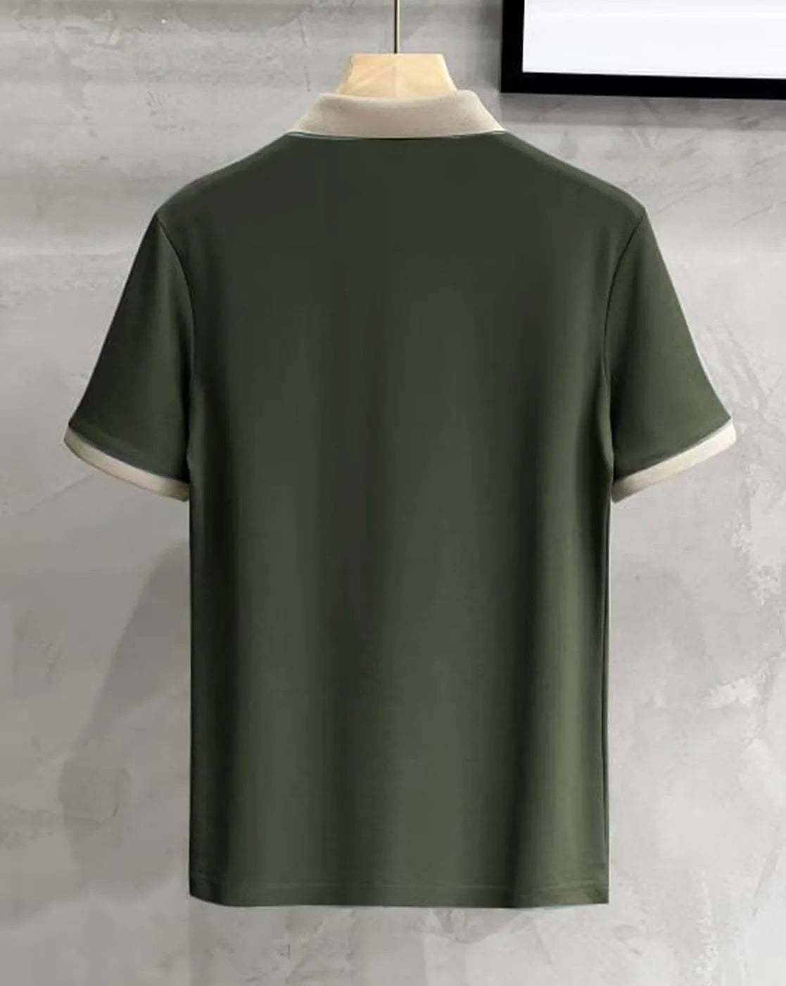 Contrast Collar Polo T-Shirt – Olive Green