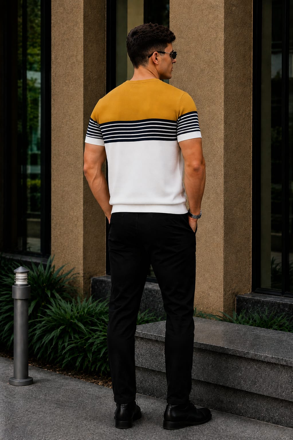Luxe Striped Knit T-Shirt - Yellow
