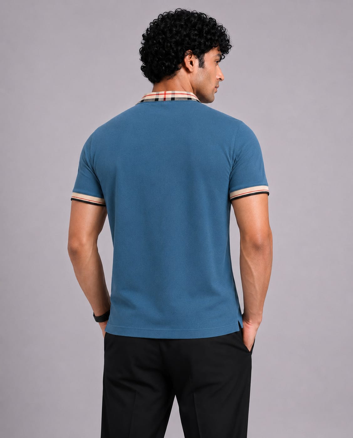 Check Collar Embroidered Polo T-Shirt