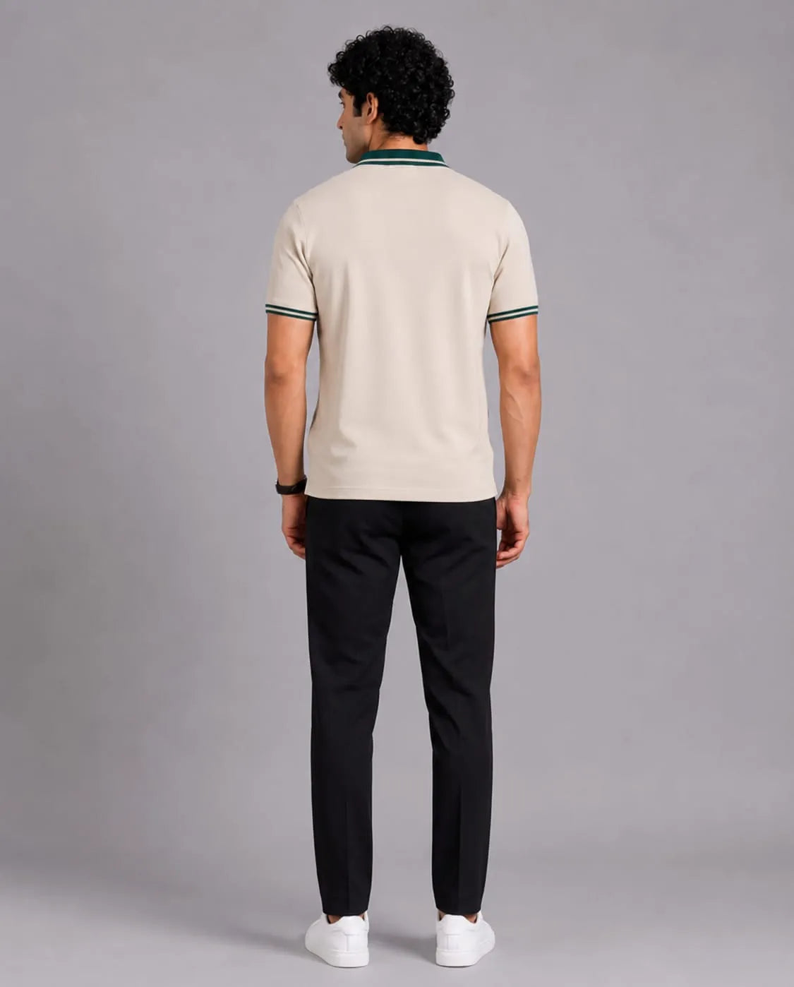 Golf Embroidered Contrast Polo T-Shirt – Beige
