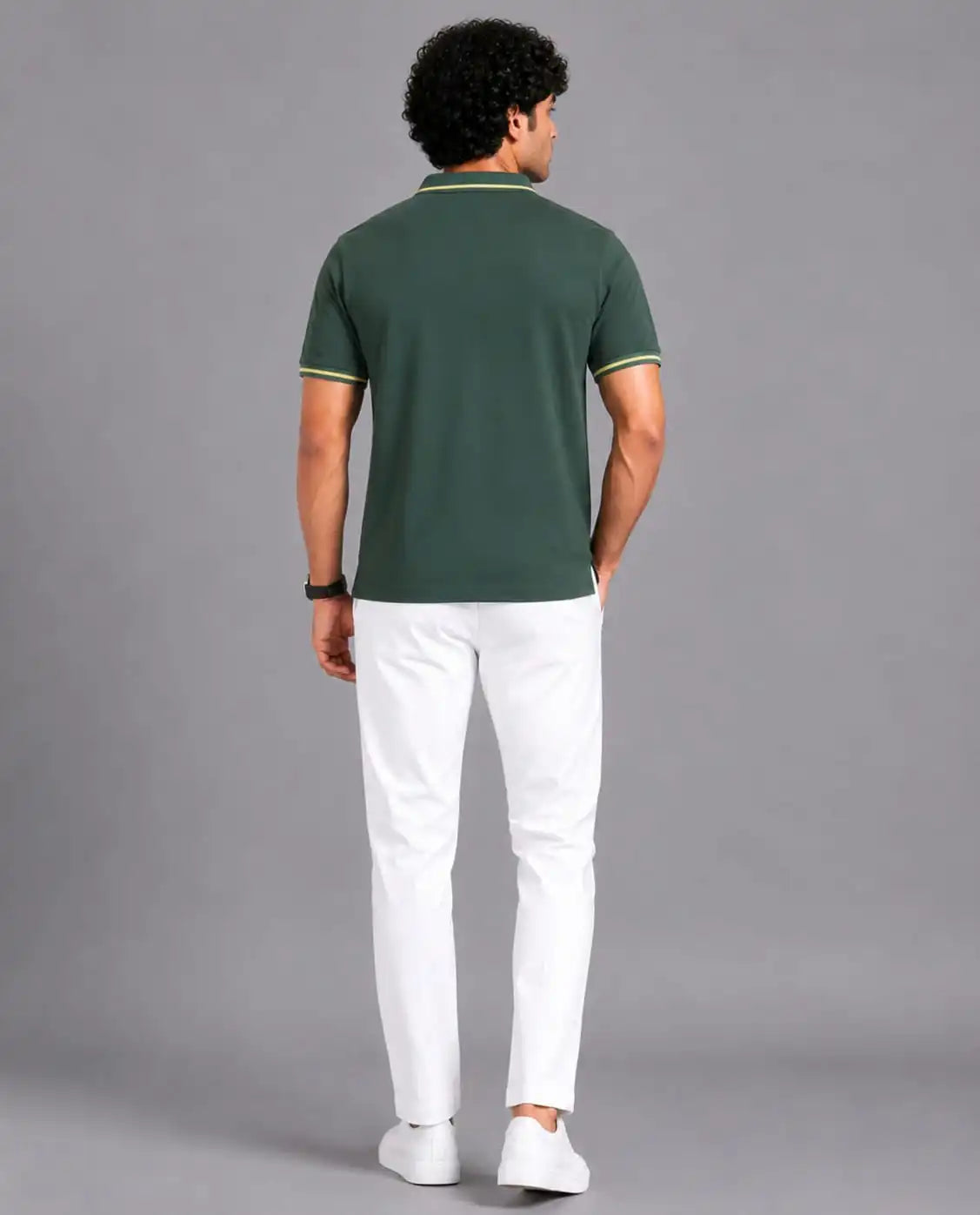 Golf Embroidered Contrast Polo T-Shirt – Green