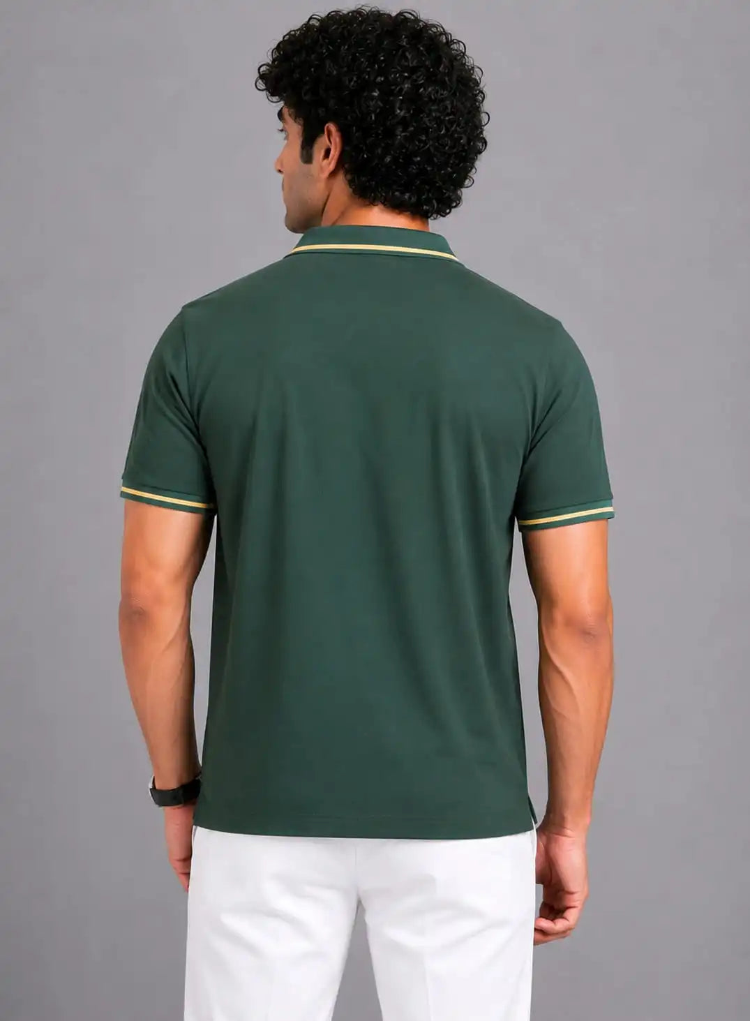 Golf Embroidered Contrast Polo T-Shirt – Green