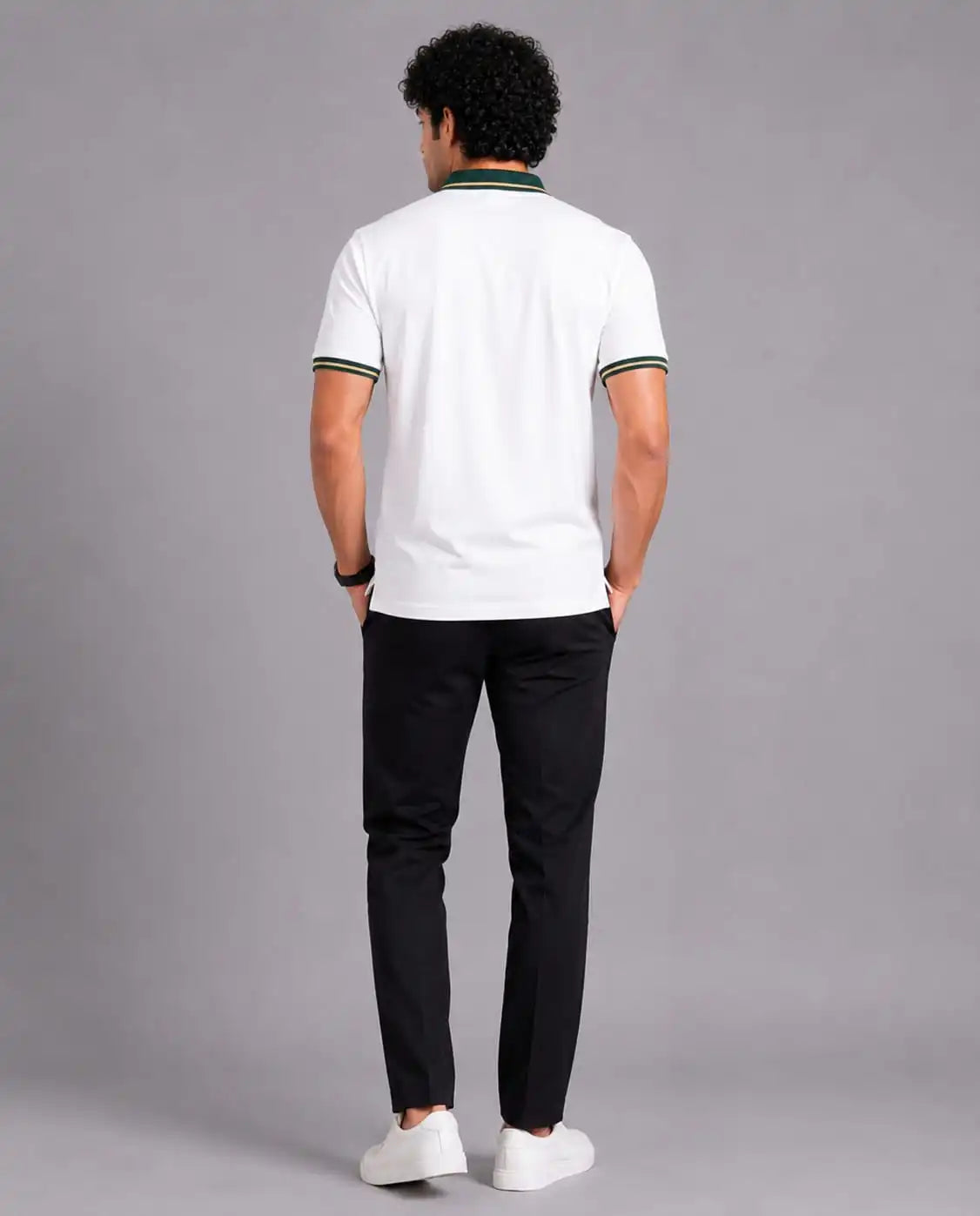 Golf Embroidered Contrast Polo T-Shirt – White