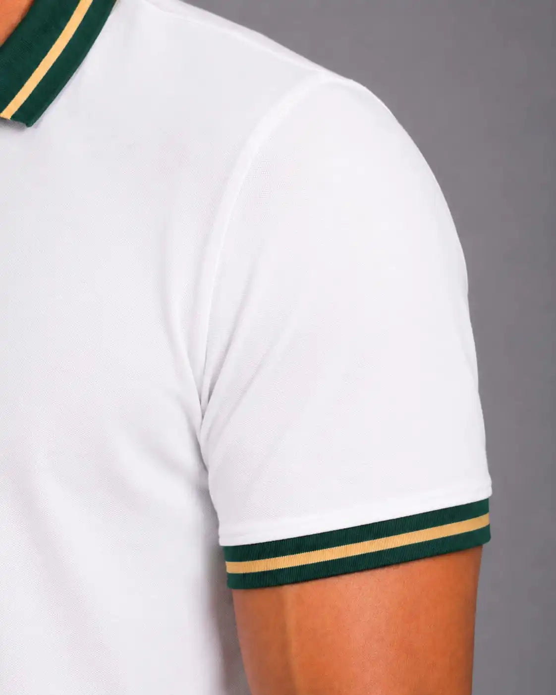 Golf Embroidered Contrast Polo T-Shirt – White