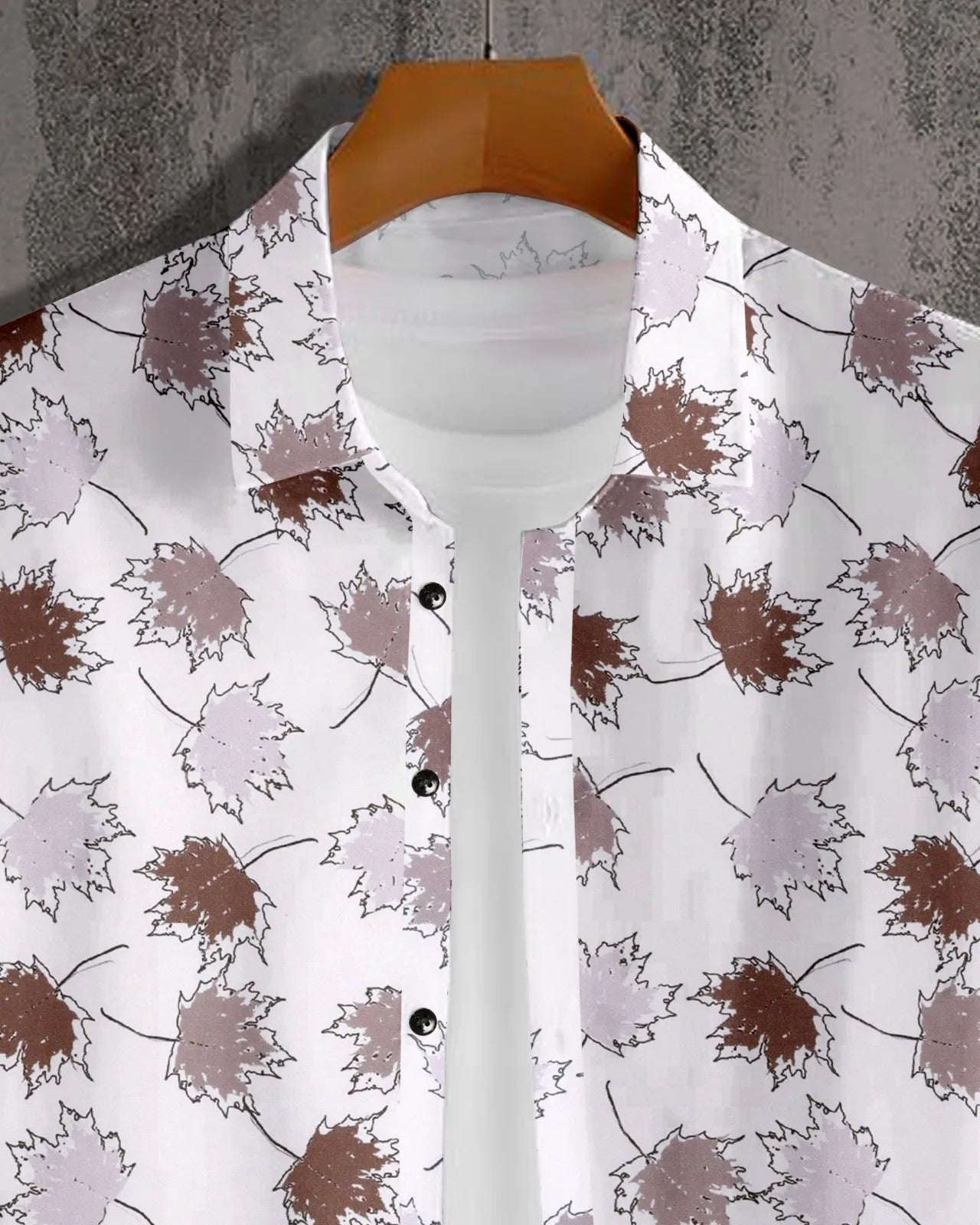 Maple Leaf Print Half Sleeve Shirt