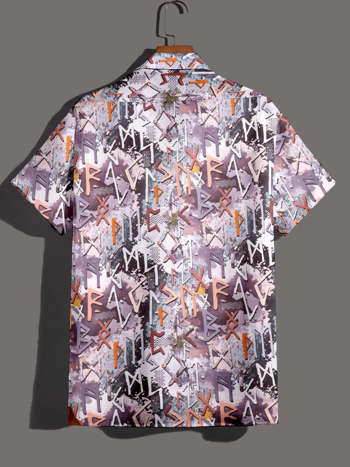 Rune Graffiti Print Half Sleeve Shirt