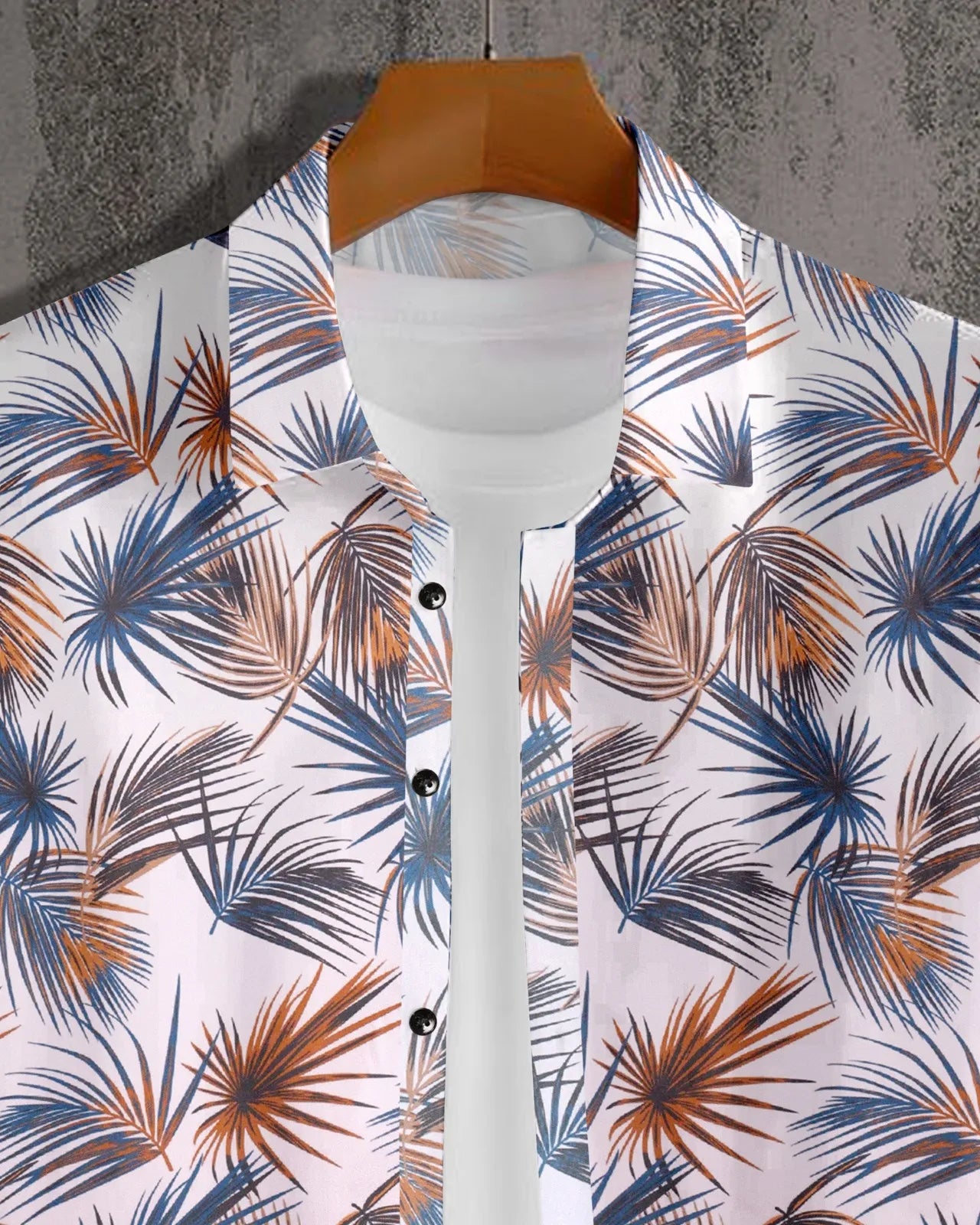 Tropical Palm Leaf Print Half Sleeve Shirt