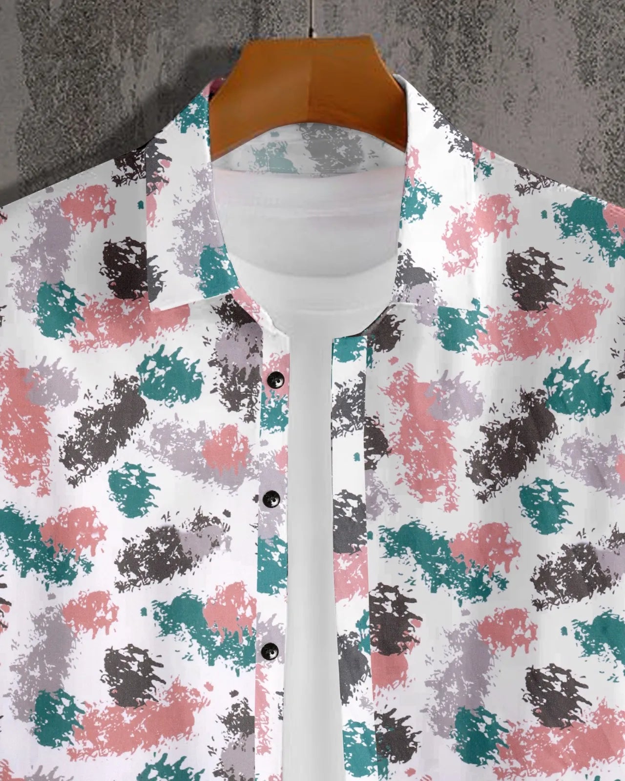 Ink Blotch Print Half Sleeve Shirt