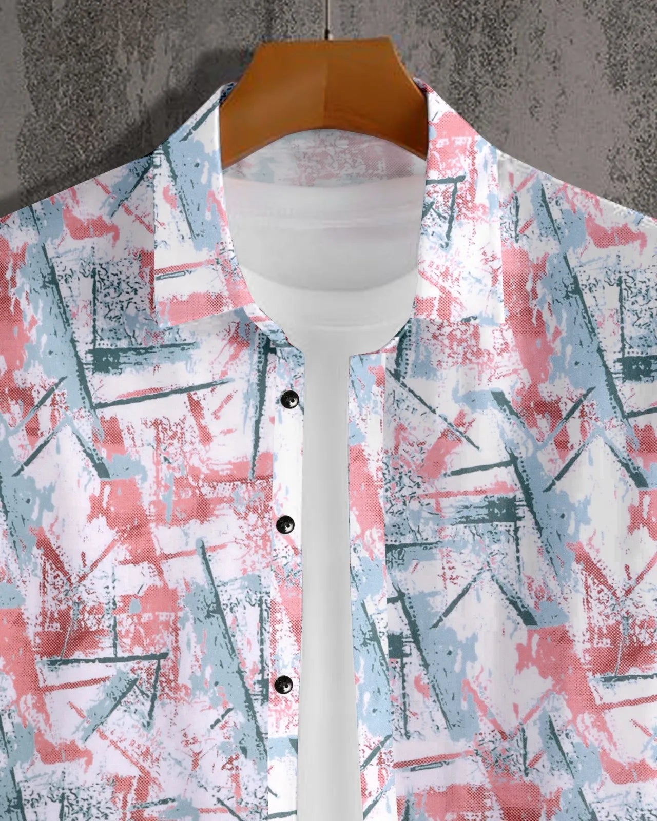 Geometric Brush Stroke Print Half Sleeve Shirt