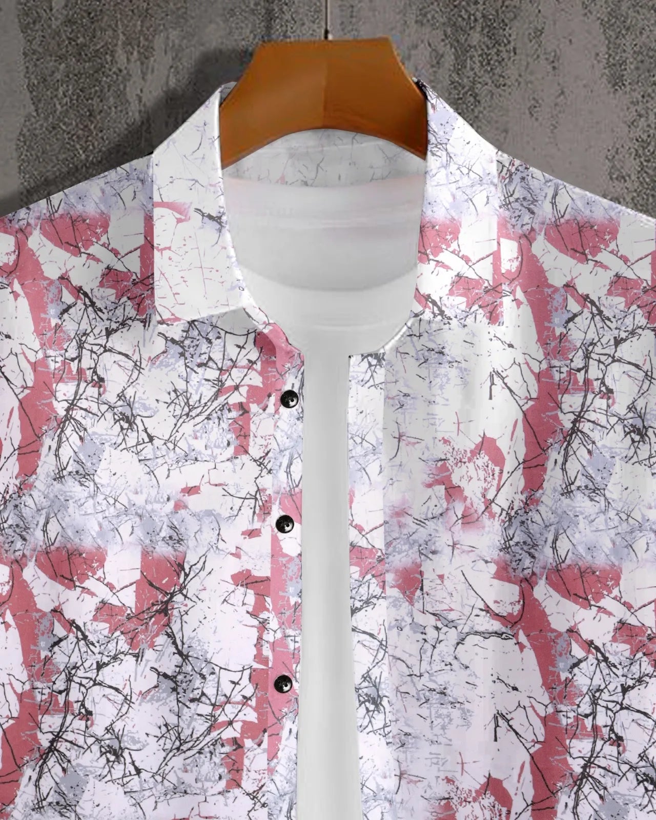 Crackle Branch Print Half Sleeve Shirt