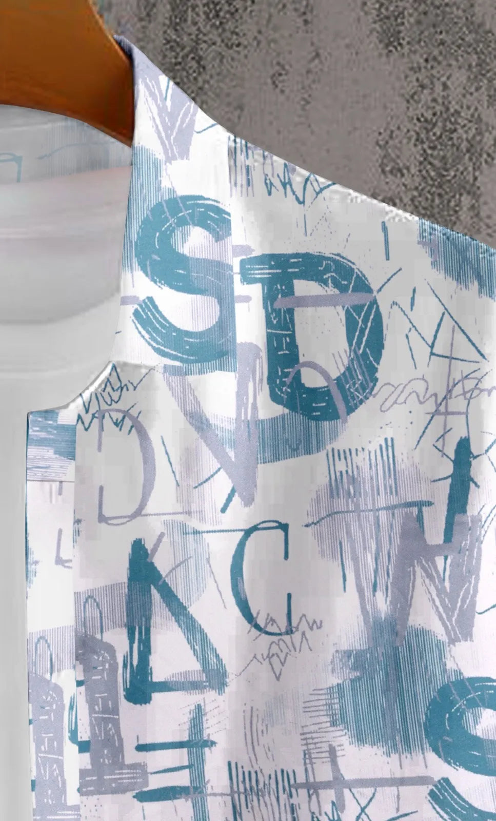 Alphabet Graffiti Print Half Sleeve Shirt
