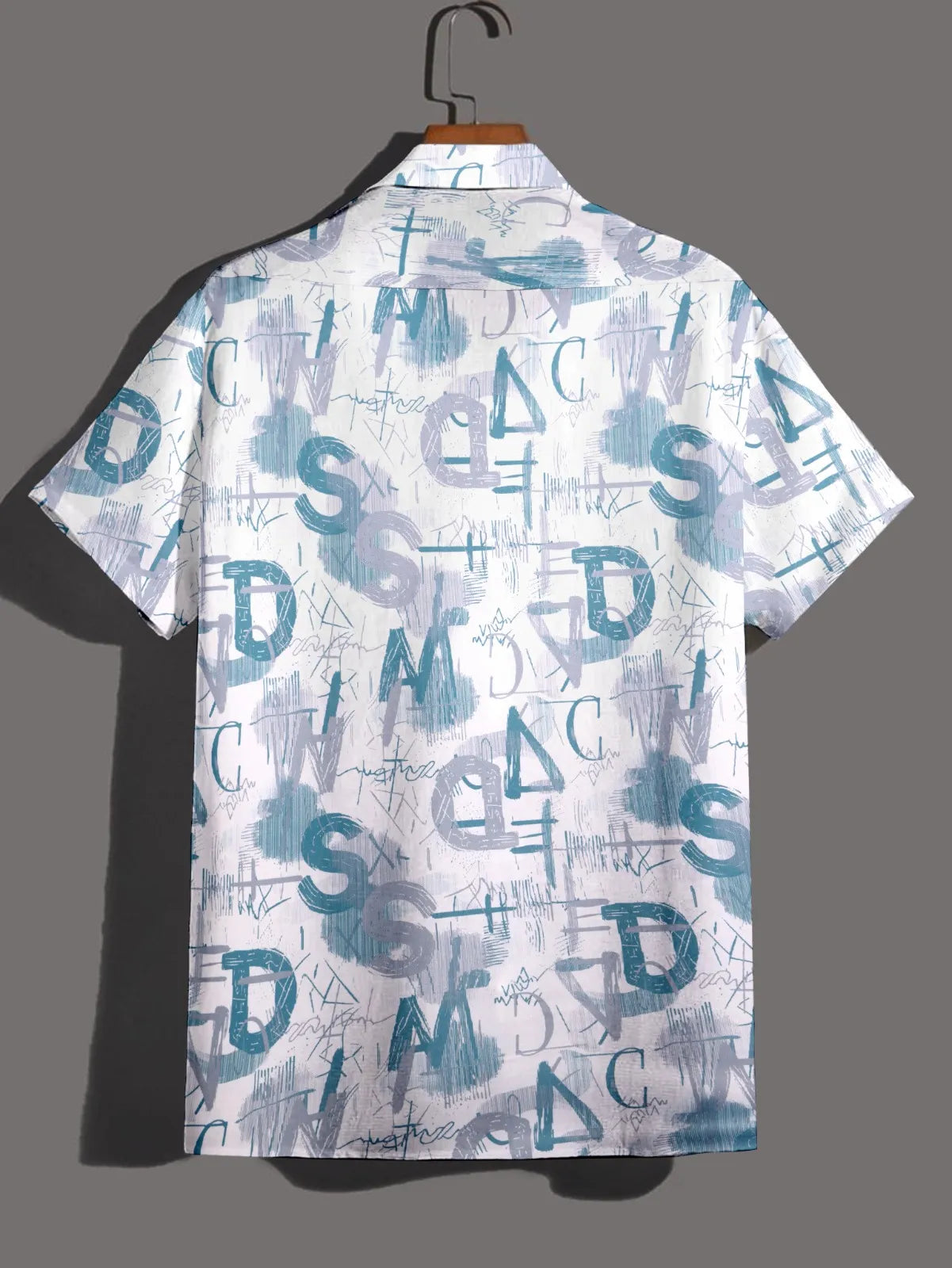 Alphabet Graffiti Print Half Sleeve Shirt