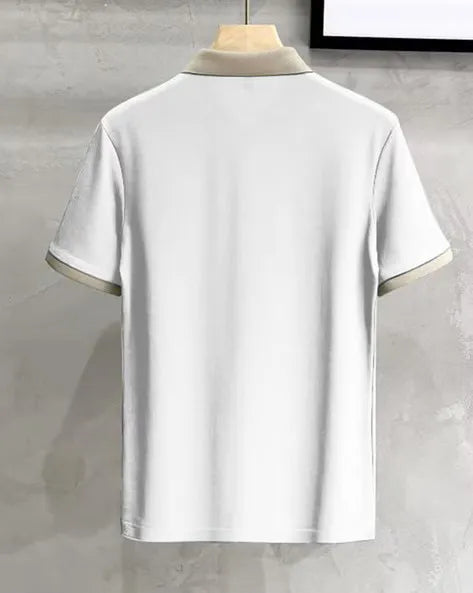 Contrast Collar Polo T-Shirt – White