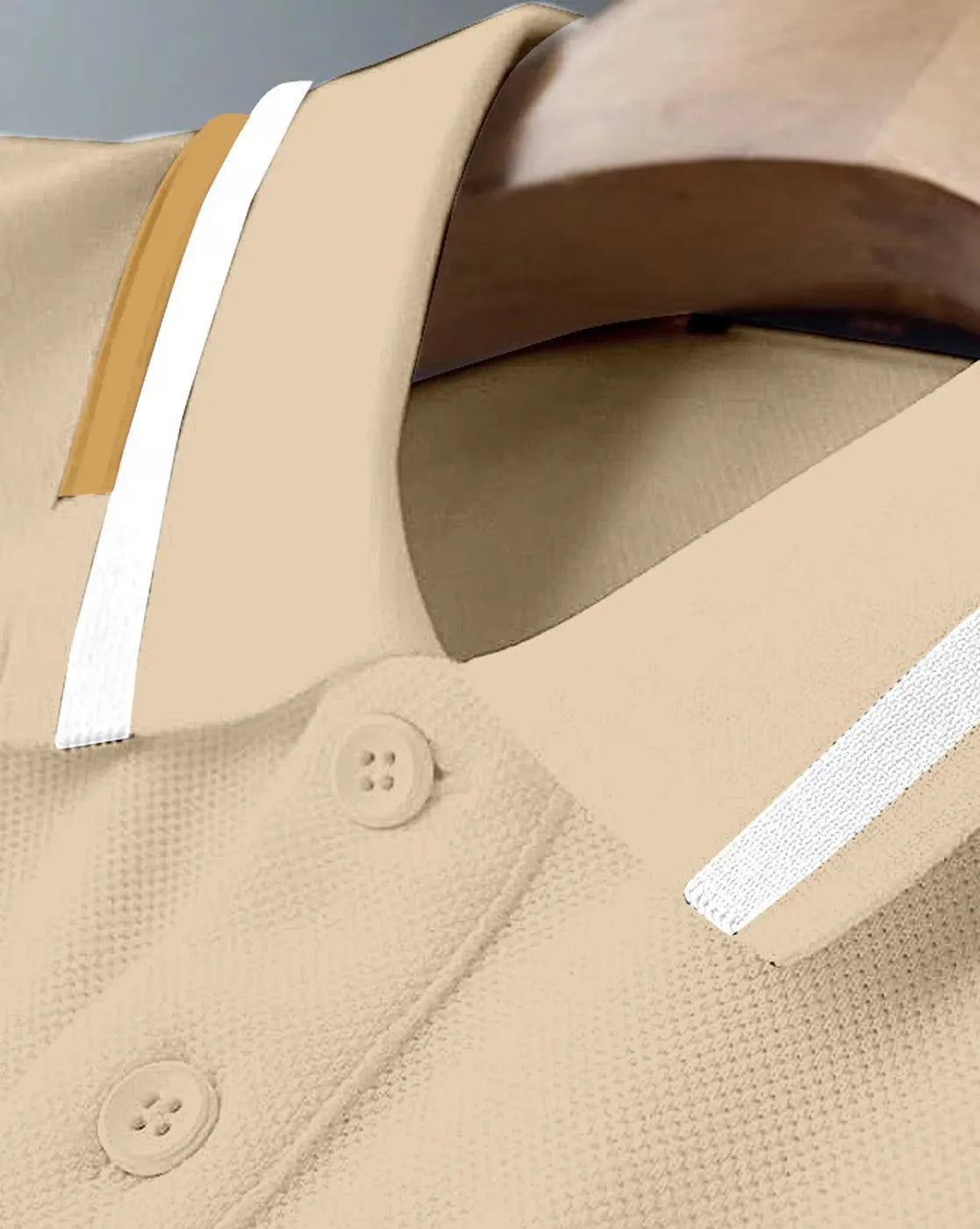 Contrast Trim Polo T-Shirt – Beige
