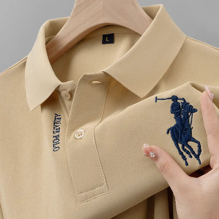 Embroidered Polo T-Shirt – Beige