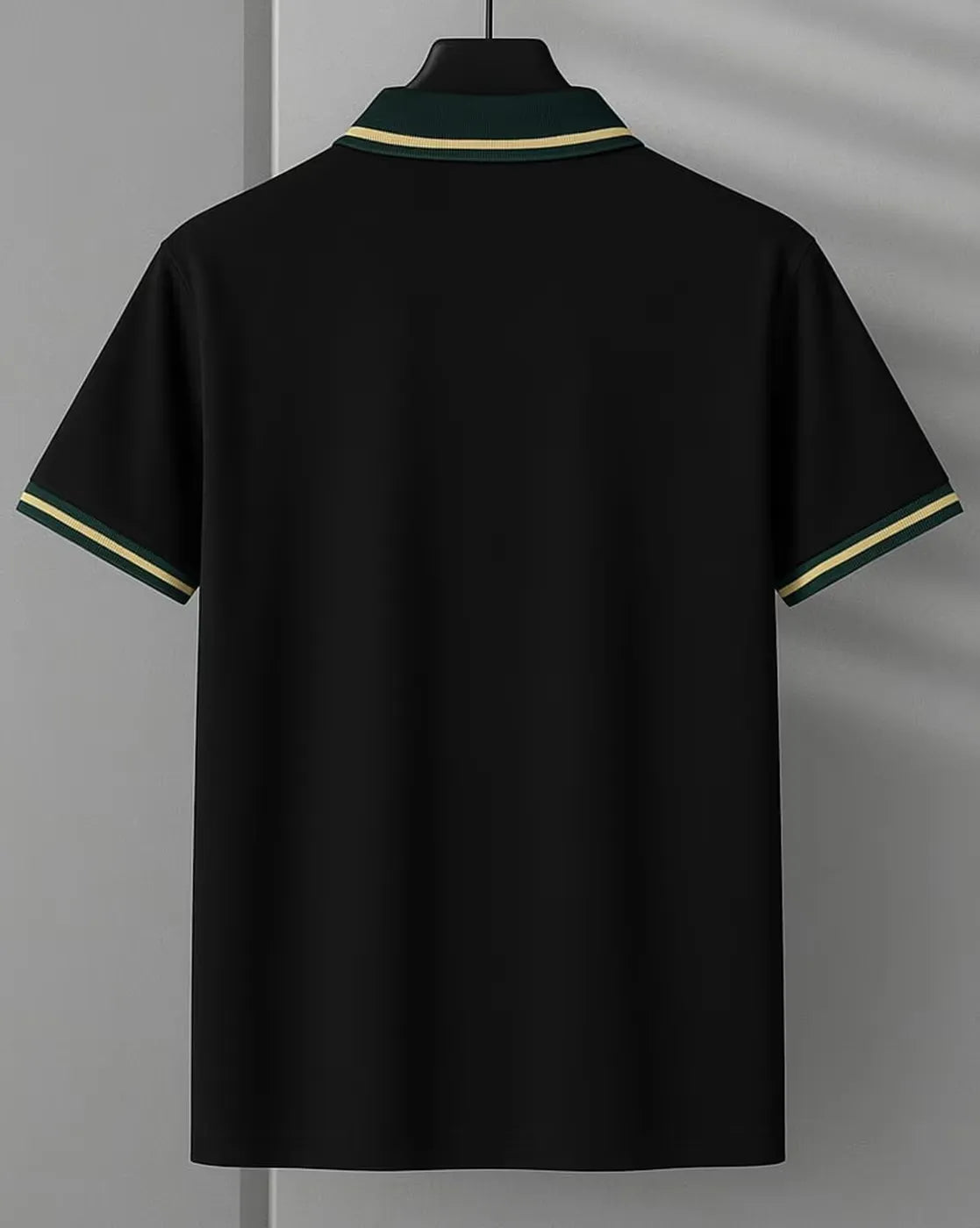 Golf Embroidered Contrast Polo T-Shirt – Black