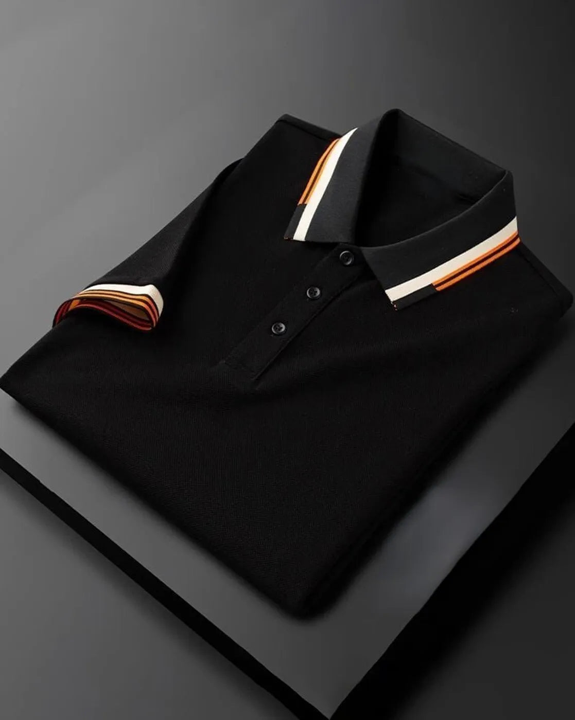 Contrast Trim Polo T-Shirt – Black