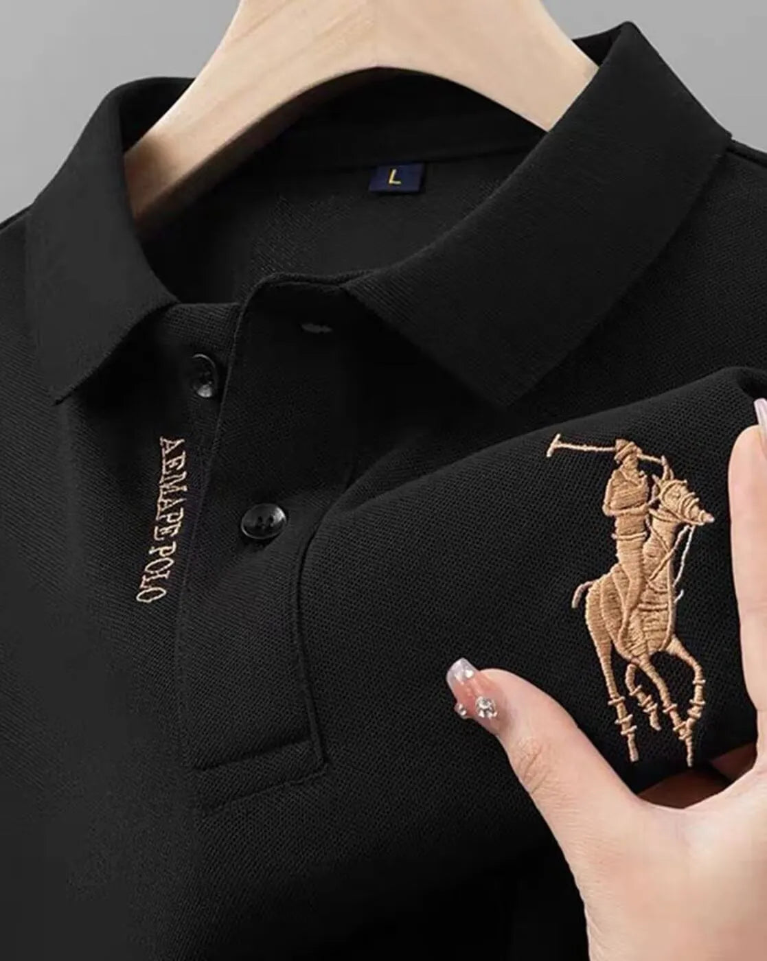 Embroidered Polo T-Shirt – Black