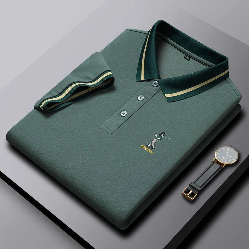 Golf Embroidered Contrast Polo T-Shirt – Green
