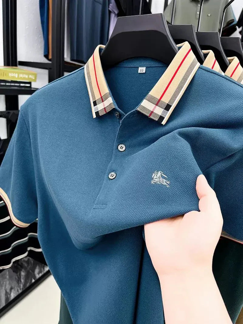Check Collar Embroidered Polo T-Shirt