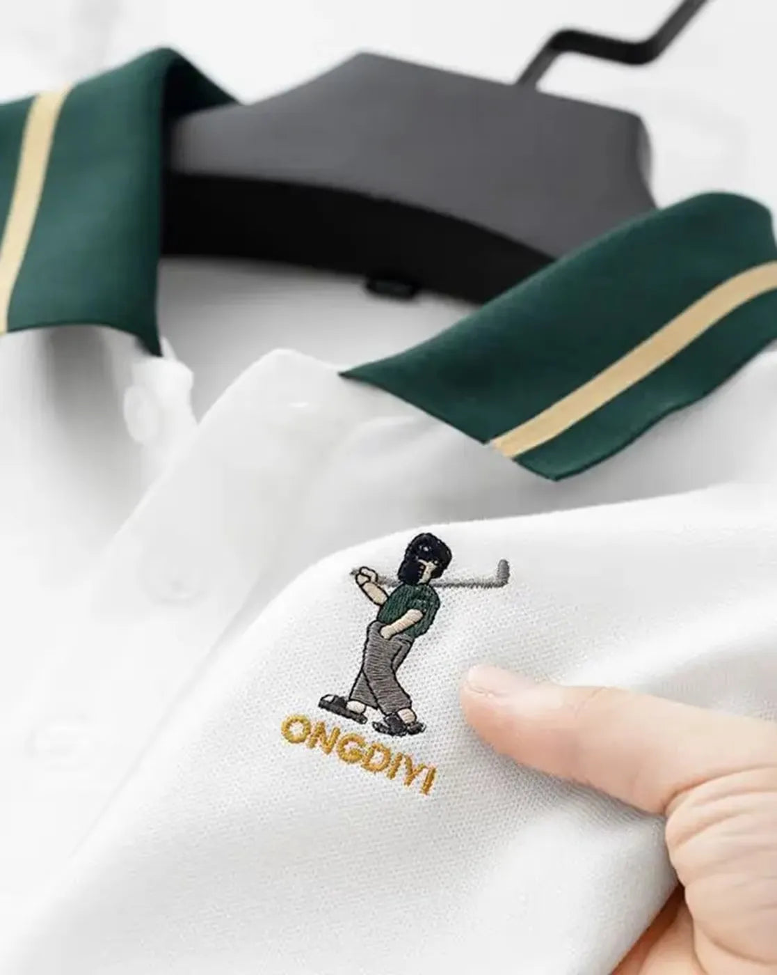 Golf Embroidered Contrast Polo T-Shirt – White